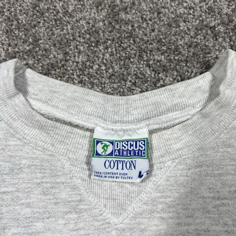 Vintage Discus Athletic Sweatshirt Large Gray Crewneck Blank Made in USA 90s 80s - Picture 5 of 8